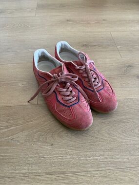 ALOHAS Pink Suede Sneakers with Navy Trim